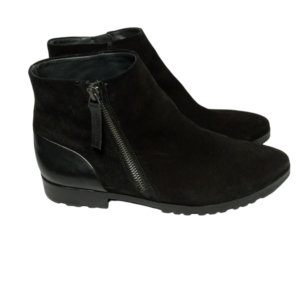 Paul Green Dina Women Black Suede Zip Up Ankle Boots US 8/ UK 5.5